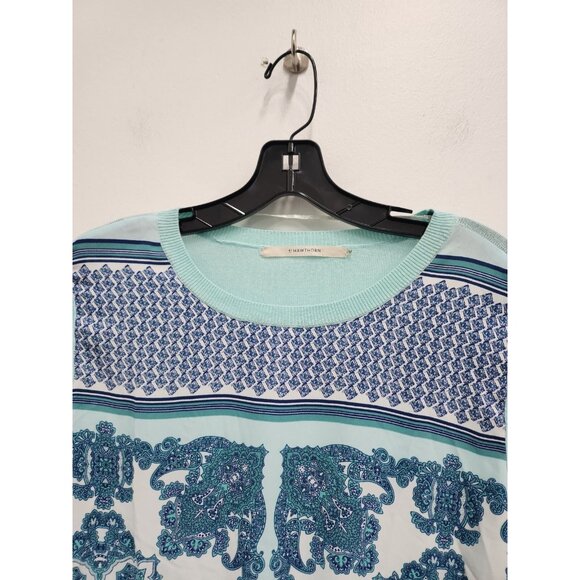41 Hawthon Stitch Fix Womens Sweater Medium Light Blue Paisley Pullover Preppy - Picture 3 of 8
